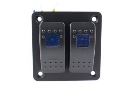 Alu panel switch, ON/OFFx2 Blue